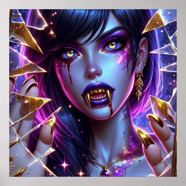 Póster Vampiro con colmillos de oro Ai Art (Frente)