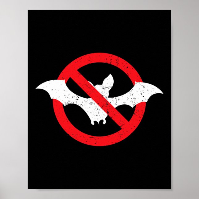 Póster Vampiro de Halloween con prohibición de murciélago (Frente)