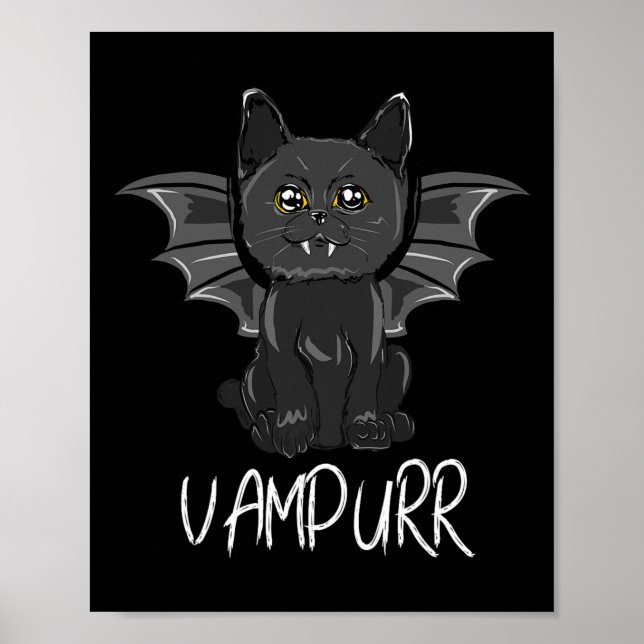 Póster Vampiro de vampiro de gato negro de Halloween (Frente)