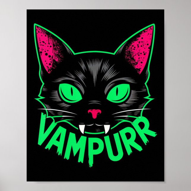 Póster Vampiro gato gatuno gitano gatito gatito de Hallow (Frente)