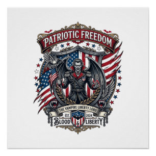 Póster Vampiro Patriótico Señor de la Libertad Horror Mon