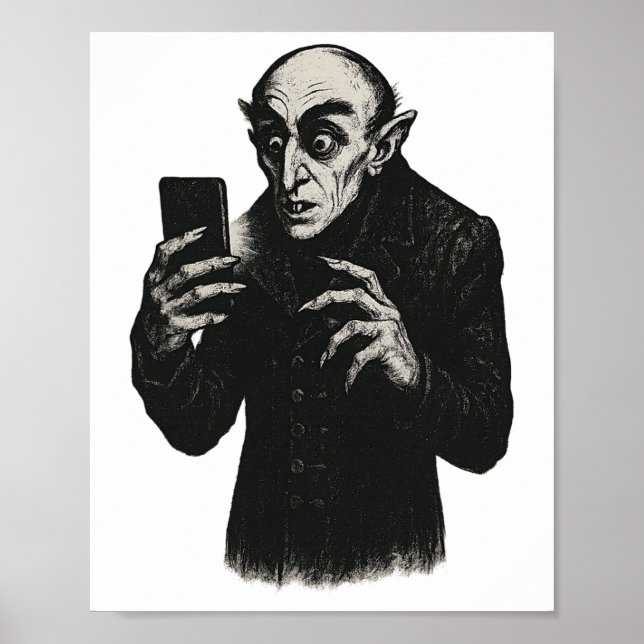 Póster Vampiro Smartphone Nosferatu Selfie Count Orlok Ha (Frente)