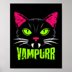 Póster Vampurr Cat Black Cat Halloween Spooky Vampiro