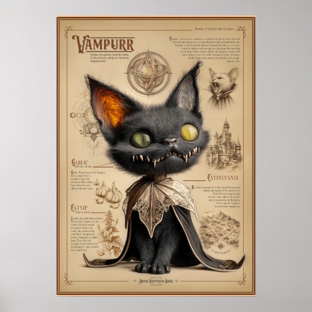 Póster Vampurr: Vampire Cat Bestiary Illustration (Frente)