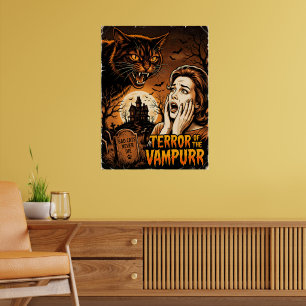 Póster Vampurr Vintage Gatos Vampiros Amantes Divertido H