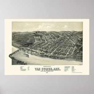 Póster Van Buren, AR Mapa Panorámico - 1888