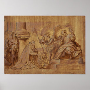 Póster Van Dyck - Anónimo Un obispo arrodillado ante el s