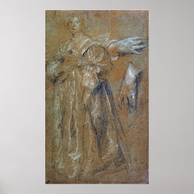 Póster Van Dyck - Estudio Para Un Retrato De Una Dama (Frente)