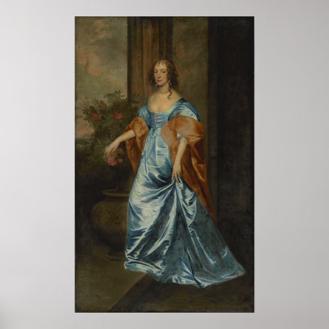 Póster Van Dyck - retrato de estudio de una dama (Frente)