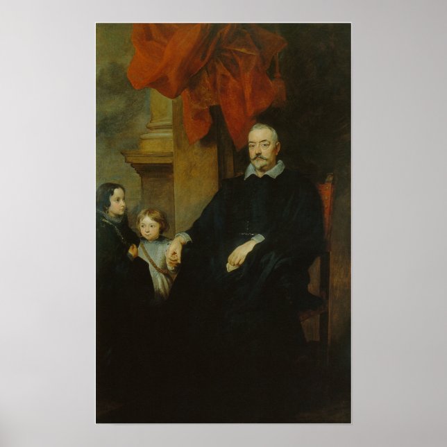 Póster Van Dyck - Un caballero genovés con dos niños (Frente)