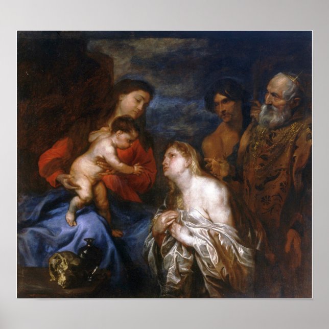 Póster Van Dyck - Virgen, niño con pecadores arrepentidos (Frente)