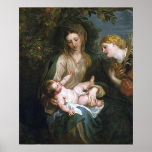 Póster Van Dyck - Virgen, niño con Santa Catalina