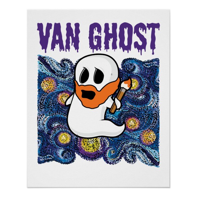 Póster Van Ghost Funny Art Halloween Van Gogh (Anverso)