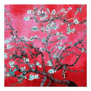 Póster Van Gogh Almond Blossoms azul rojo
