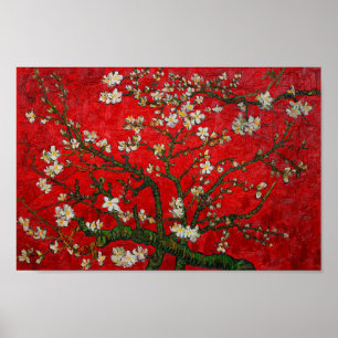 Póster Van Gogh Almond Blossoms Red