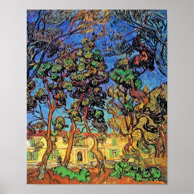 Póster Van Gogh - Árboles en el jardín del hospital St Pa (Frente)