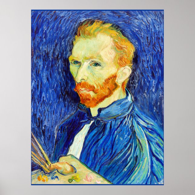 Póster Van Gogh - Autoretrato, 1889 (cepillos y caballete (Frente)