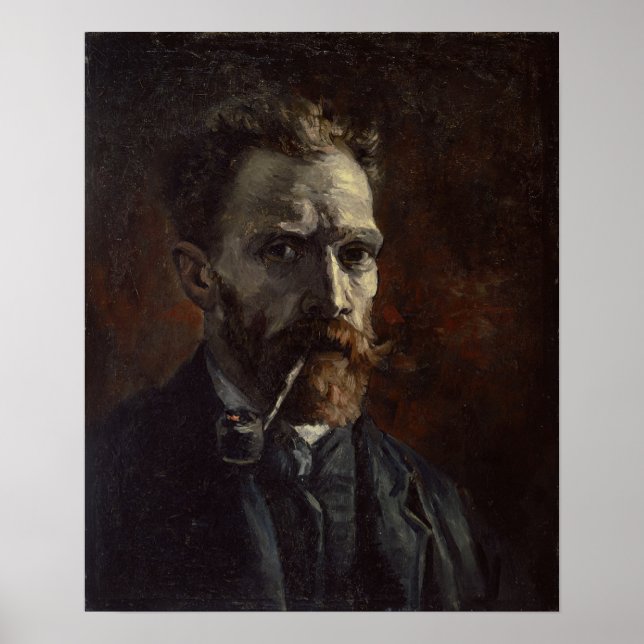 Póster Van Gogh - Autoretrato Con Tubería (Frente)
