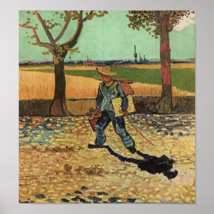 Póster Van Gogh - Autoretrato en el camino a Tarascon
