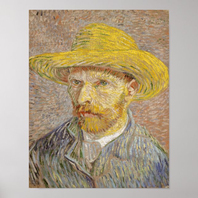 Póster Van Gogh Autoretrato Gorra de paja (Frente)