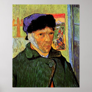 Póster Van Gogh; Autorretrato con la oreja vendada