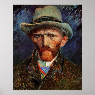 Póster Van Gogh; Autorretrato con sombrero de fieltro gri
