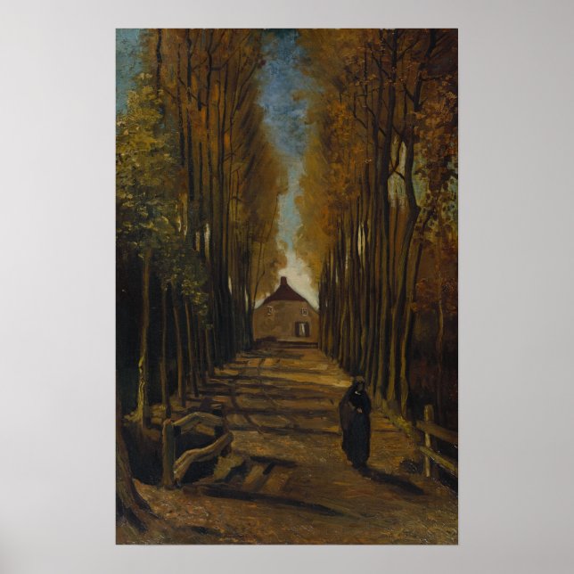 Póster Van Gogh - Avenida de Álamos en Otoño (Frente)