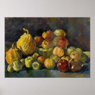 Póster Van Gogh Basket of Apples and Two Pumpkins