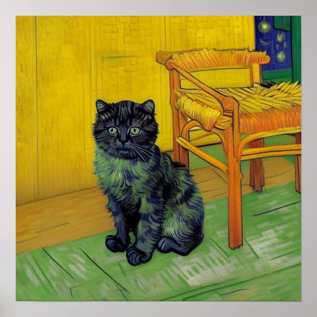 Póster Van Gogh Black Cat (Frente)