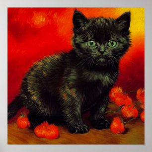 Póster Van Gogh Black Kitten