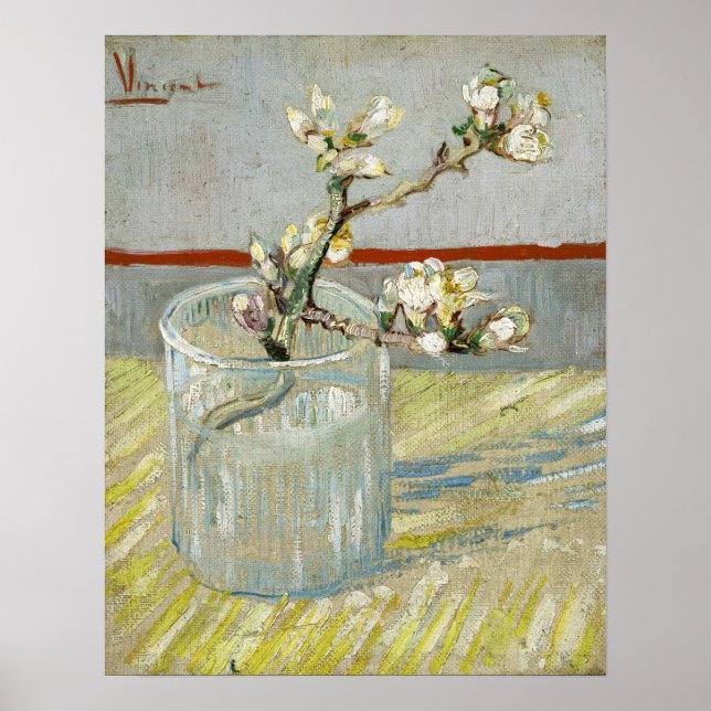 Póster Van Gogh - Brote De Almendra Floriente En Un Vidri (Frente)