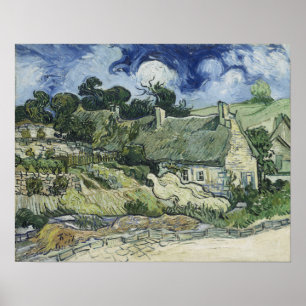 Póster Van Gogh - Cabañas con Techo de Paja en Cordeville