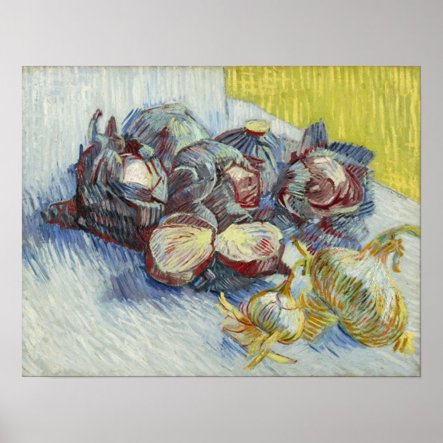 Póster Van Gogh - Cabañas Y Cebollas Rojas (Frente)