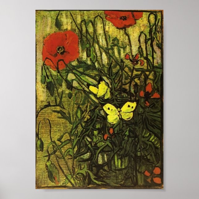 Póster Van Gogh - Cachorros y mariposas (Frente)