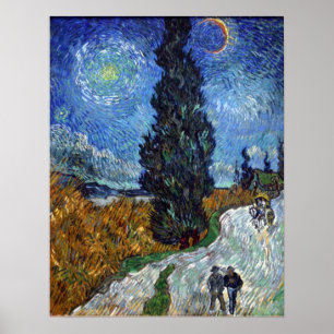 Póster Van Gogh - Camino campestre en Provenza de noche
