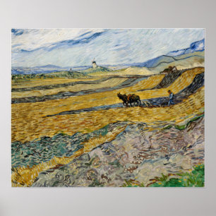 Póster Van Gogh - Campo cerrado con flor