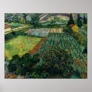 Póster Van Gogh - Campo con amapolas 1889