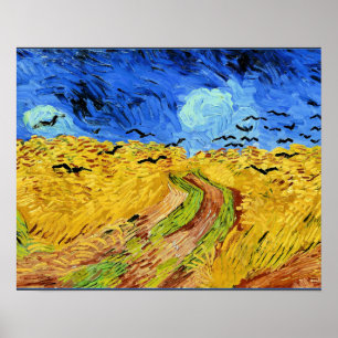 Póster Van Gogh - Campo de Trigo con cuervos, pintura fam