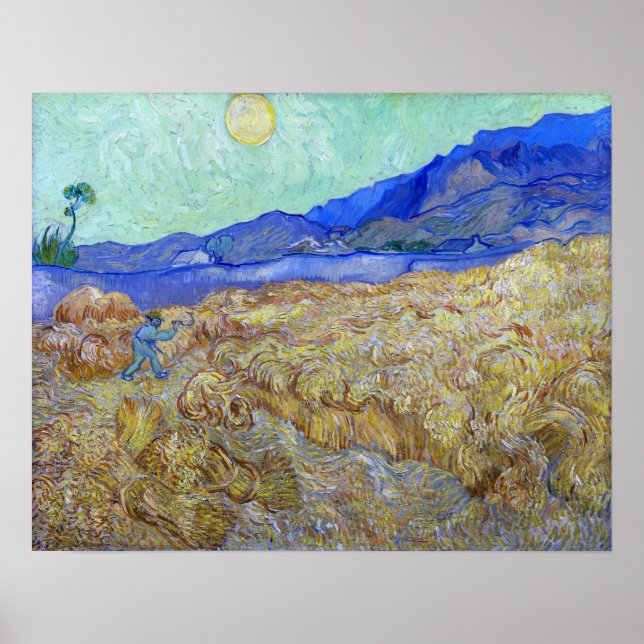 Póster Van Gogh - Campo de trigo con segador (Frente)