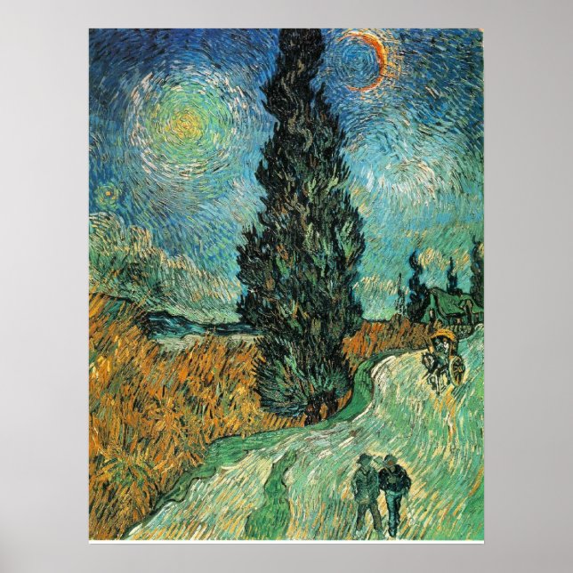 PÓSTER VAN GOGH - CARRETERA CON CYPRESS Y STAR (Frente)