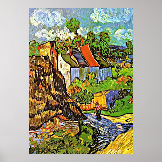 Póster Van Gogh - Casas en Auvers (Frente)