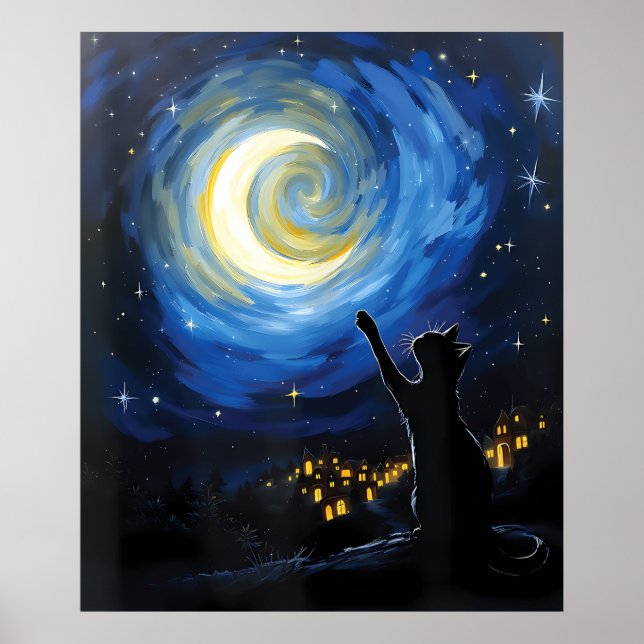 Póster van Gogh Cat Art (Frente)