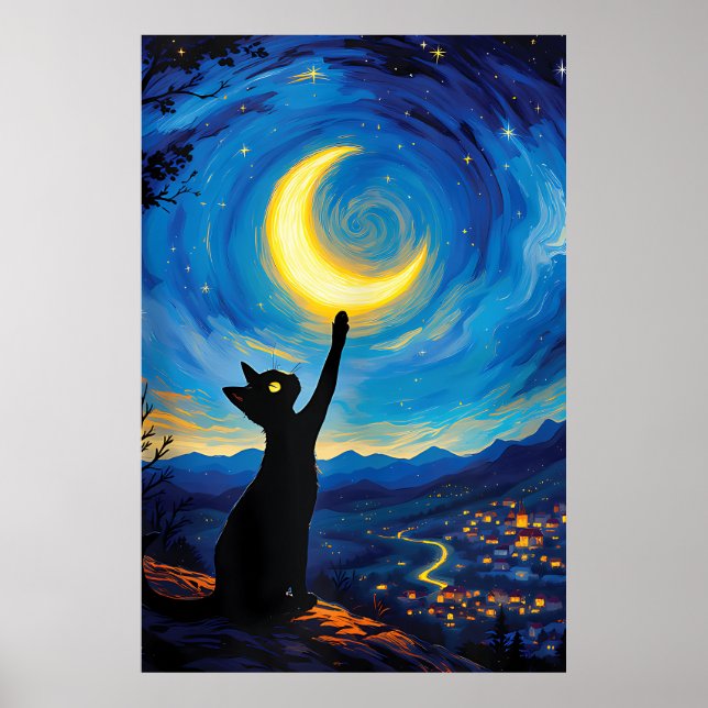 Póster van Gogh Cat Art (Frente)