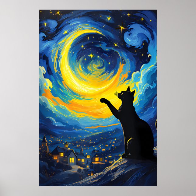 Póster van Gogh Cat Art (Frente)