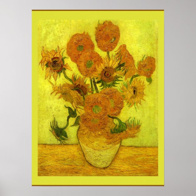 Póster Van Gogh - Catorce girasoles, (Frente)