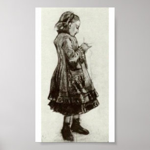 Póster Van Gogh - Chica de pie, punto