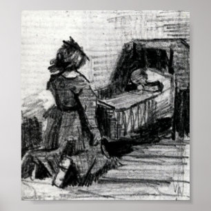 Póster Van Gogh - chica que se arrodilla delante de una
