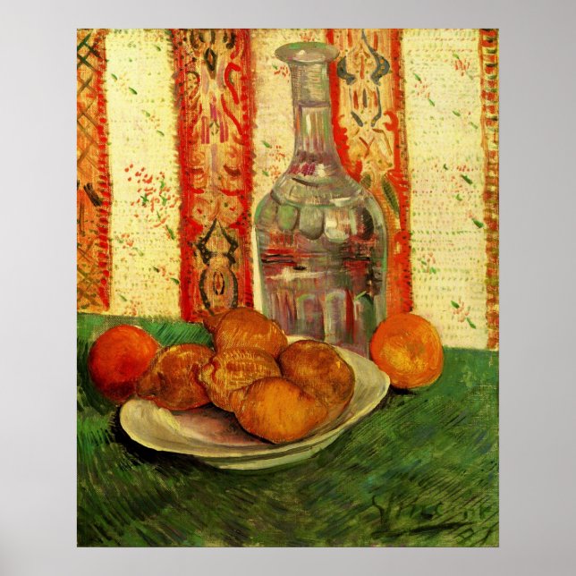 Póster Van Gogh - Decantador y Lemones en una placa (Frente)
