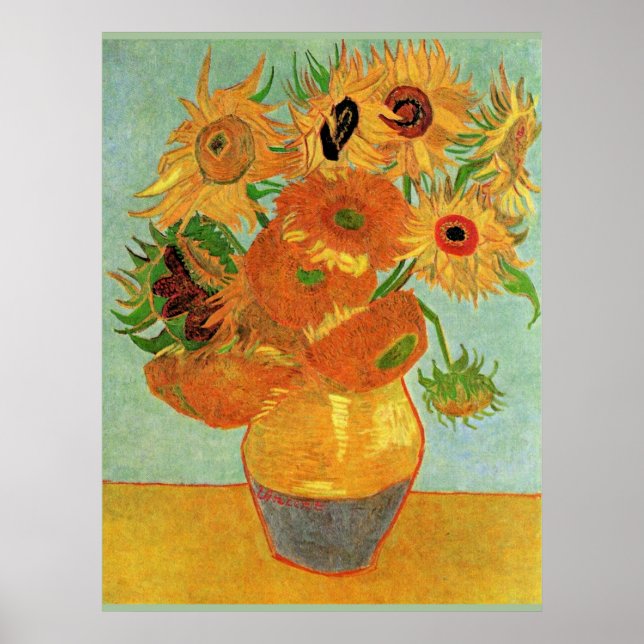 Póster Van Gogh - Doce girasoles (Frente)