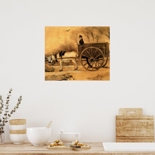 Póster Van Gogh - Donkey and Cart (Cocina)
